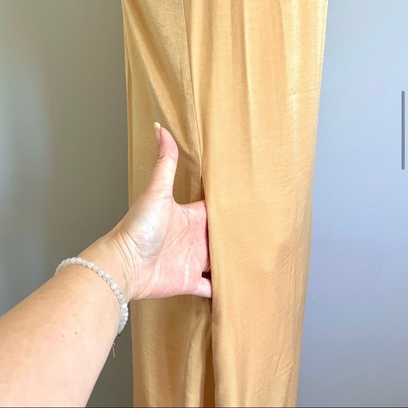 Uniqlo Caramel Tan Brown Maxi Long Trapeze Sleeveless Slip Dress - S - Picture 5 of 10